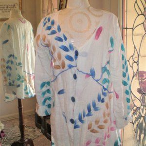 WINTER SUN 100% LINEN Tunic Top Size Large Beautiful Colors